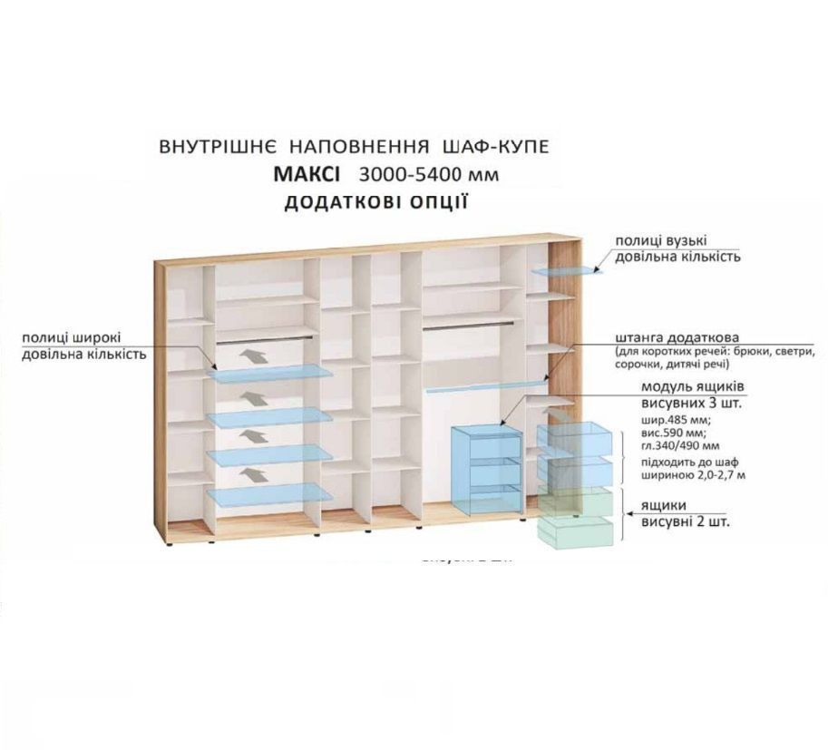 Шафа-купе 5,4м "Дзеркало" шестидверна