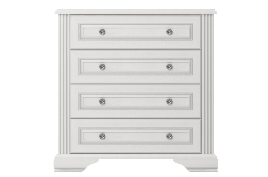 Комод Вайт / White 4S/90 Гербор з 4 шухлядами Ясен сніжний/сосна срібна