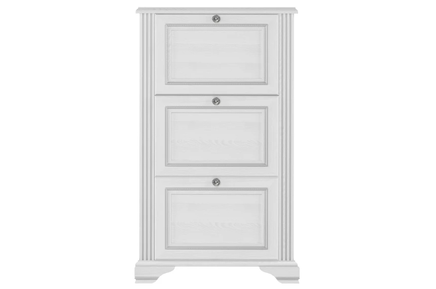 Тумба для взуття Вайт / White 3D Гербор 3-дверна Ясен сніжний/сосна срібна