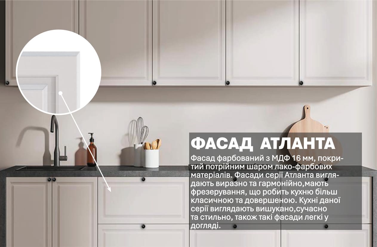 Кухня "Атланта" 2,4м фарбований МДФ