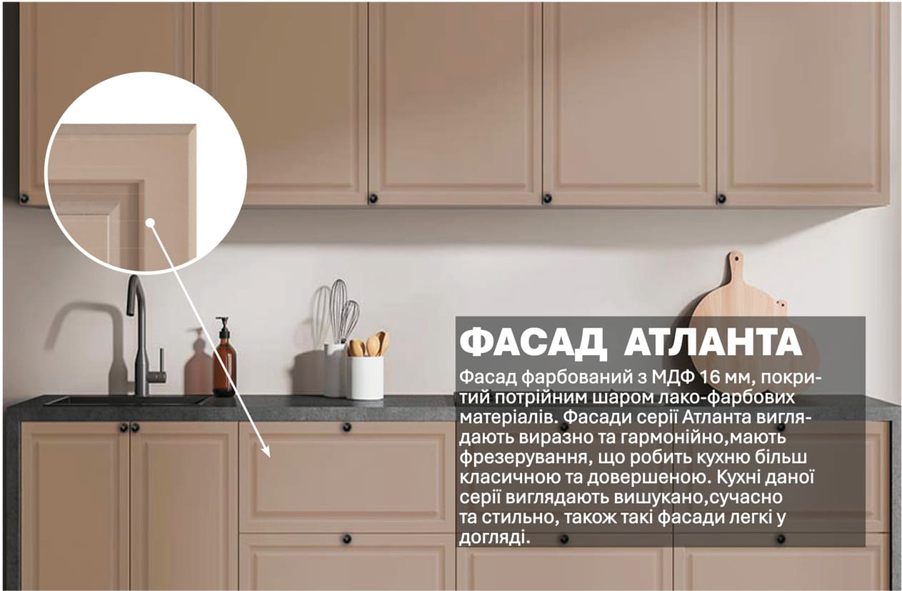 Кухня "Атланта" 2,4м фарбований МДФ