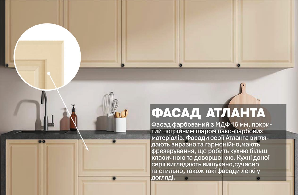 Кухня "Атланта" 2,4м фарбований МДФ