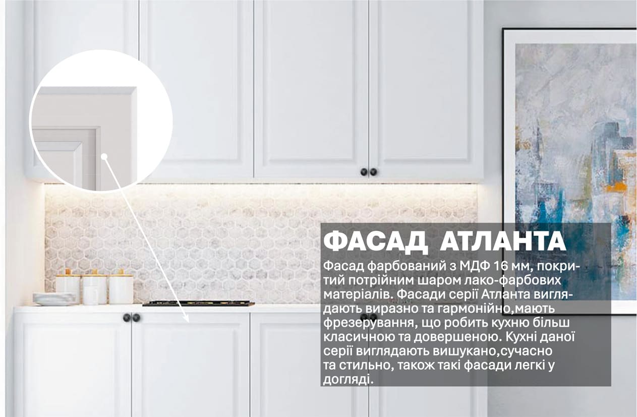 Кухня "Атланта" 2м фарбований МДФ