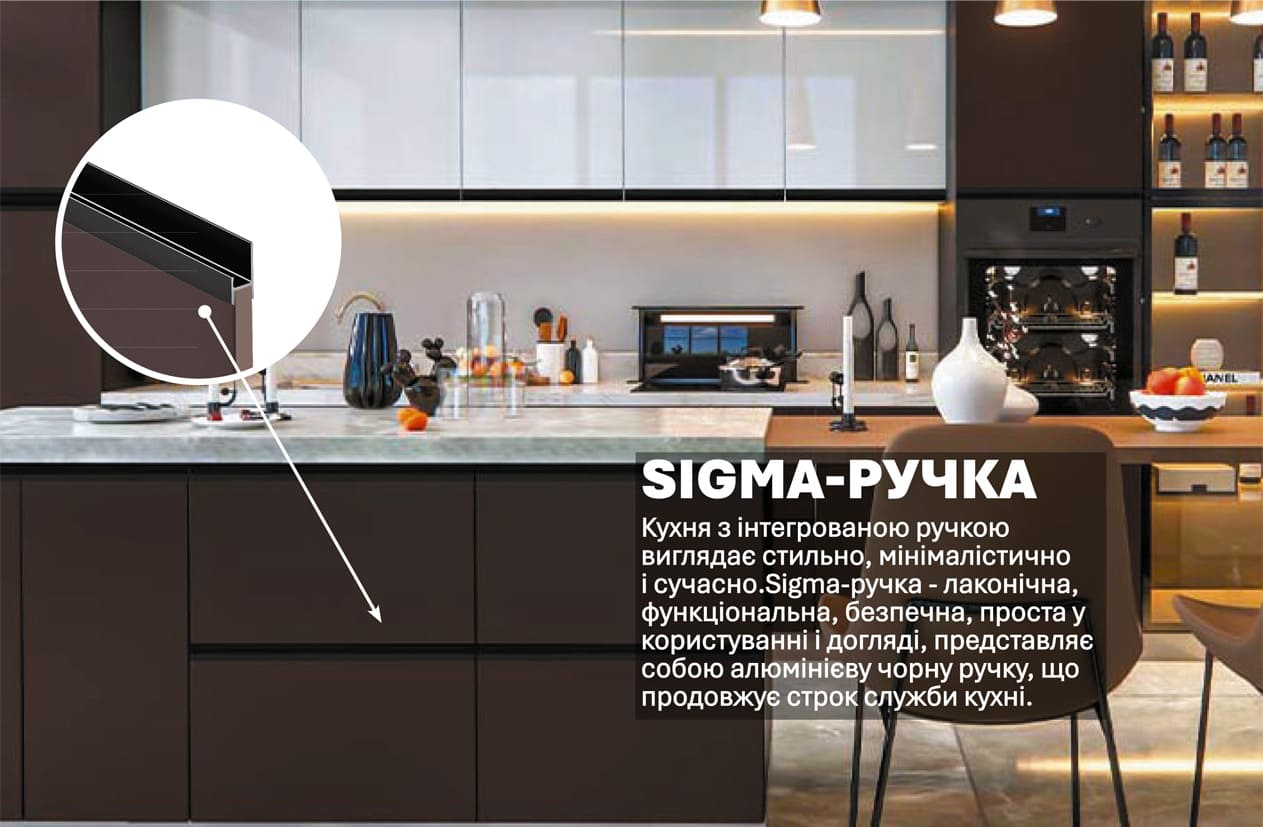 Кухня "Sigma ручка" 4,4м з кухонним островом