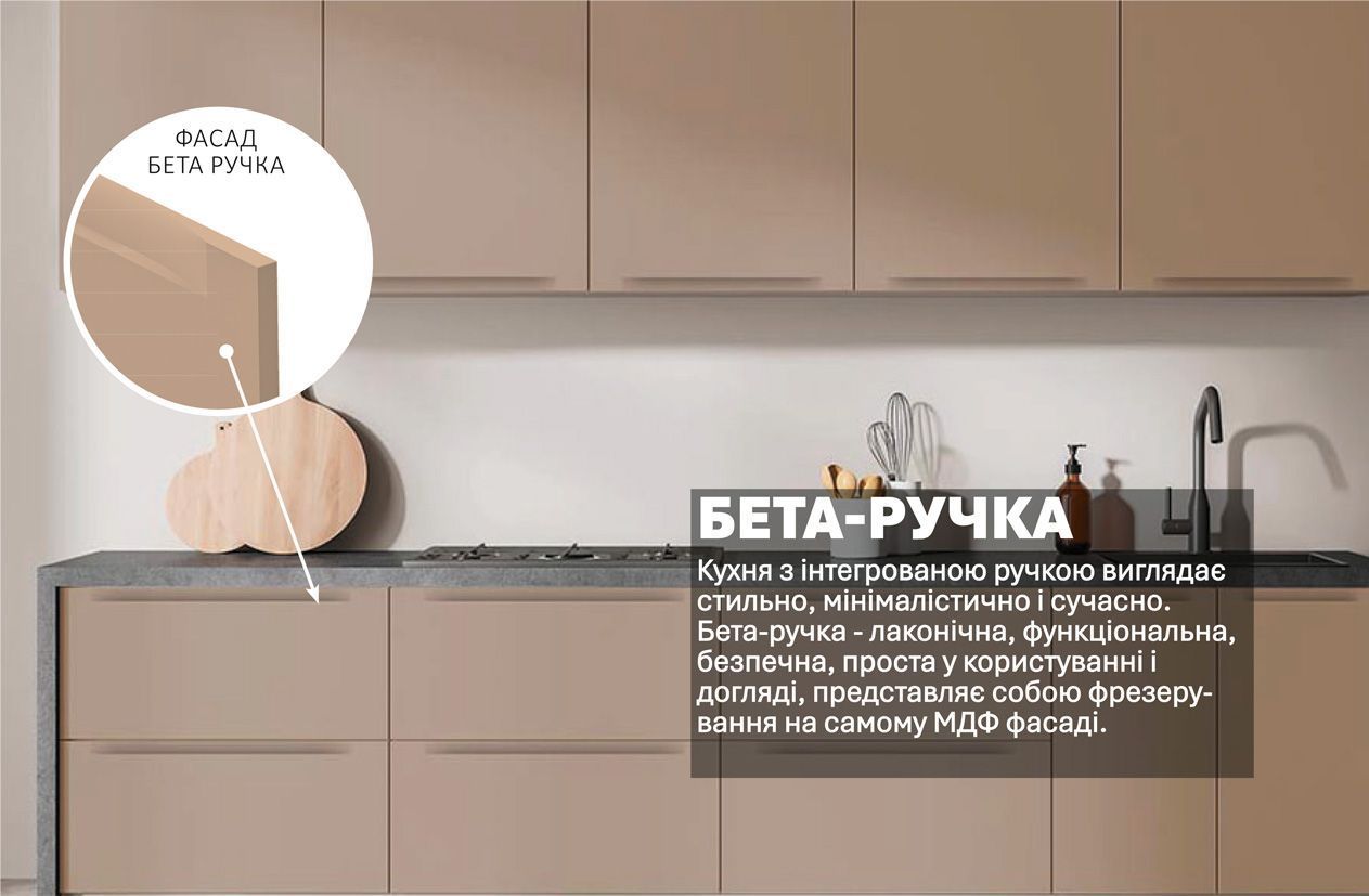 Кухня "Альфа ручка" 2,4м фарбований МДФ