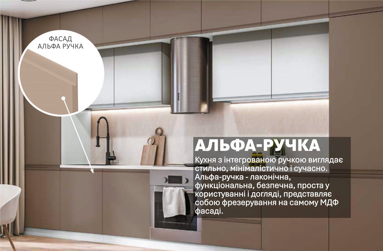 Кухня "Альфа-ручка" 4,2м фарбований МДФ