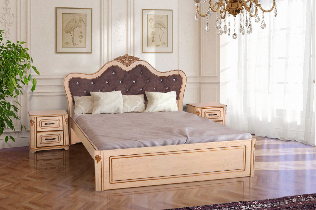 Ліжко Стефанія 1600*2000, слон.кістка+патина